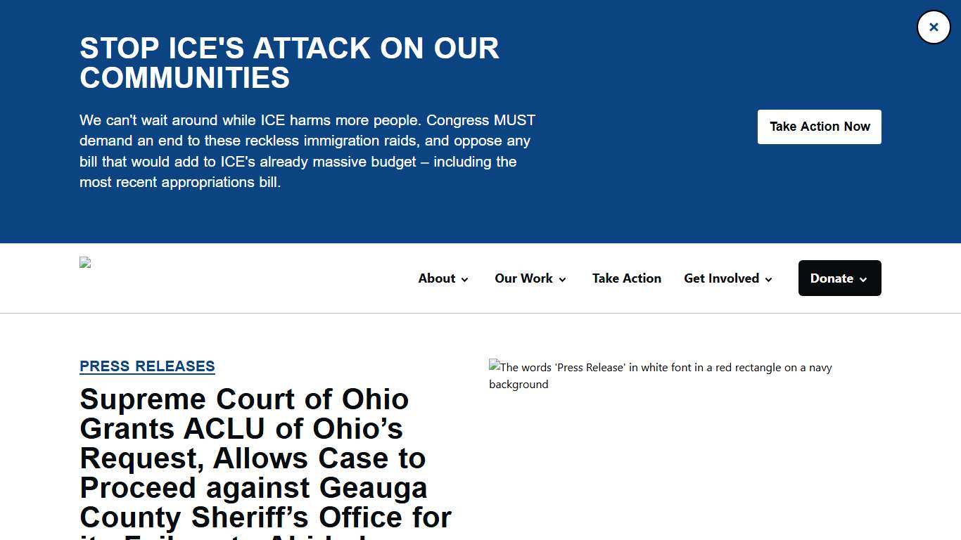 Supreme Court of Ohio Grants ACLU of Ohio’s Request, Allows Case to Proceed against Geauga County Sheriff’s Office for its Failure to Abide by Public Records Law - ACLU of Ohio